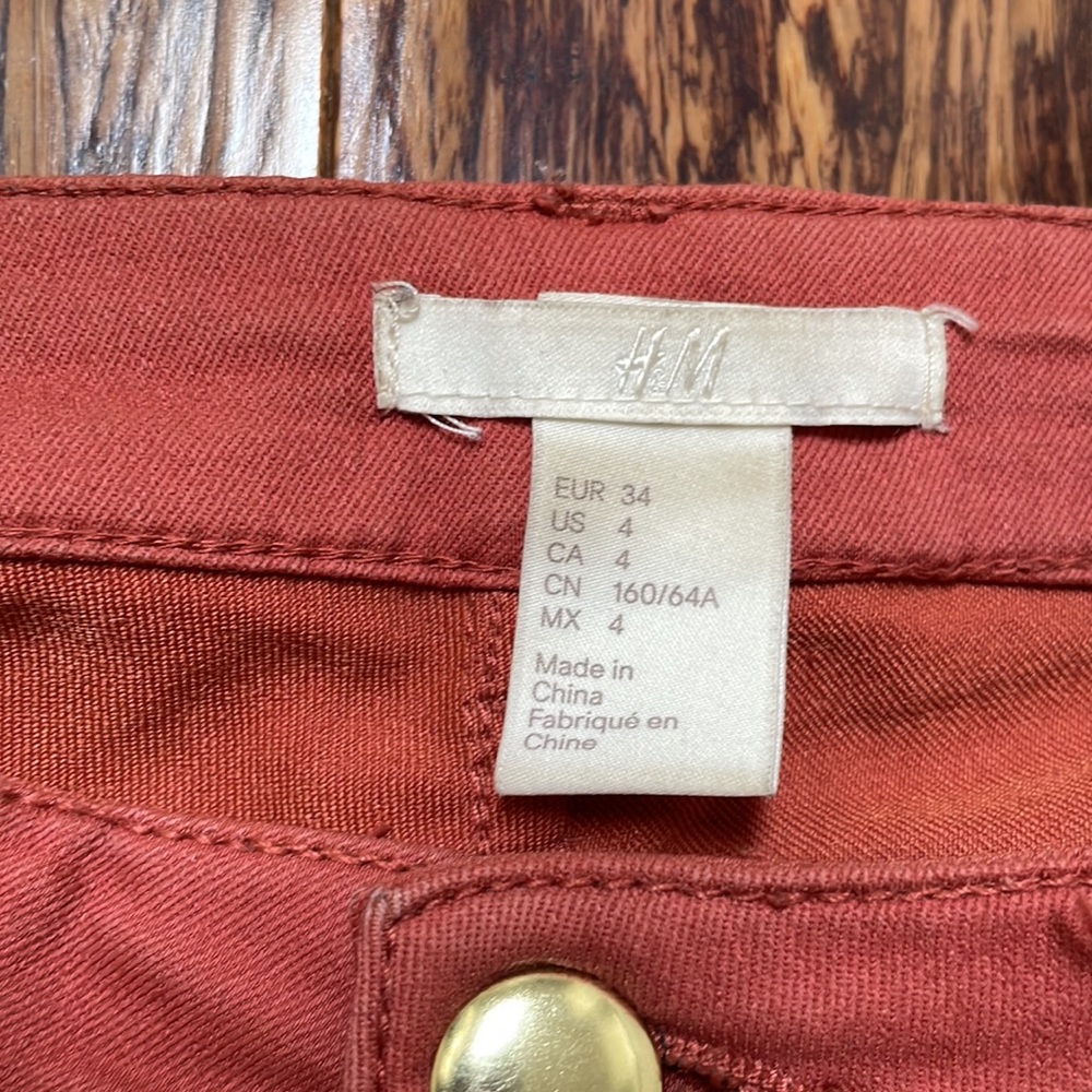 H&M burnt orange cotton skinny pants size 4 - Picture 5 of 7